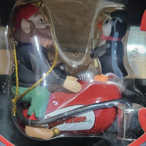 Harley Davidson North Pole Motorcycle Club Ornament Elf and Penguin on Gas Tank - Picture 4 of 7